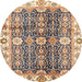 Round Machine Washable Abstract Yellow Rug, wshabs3373