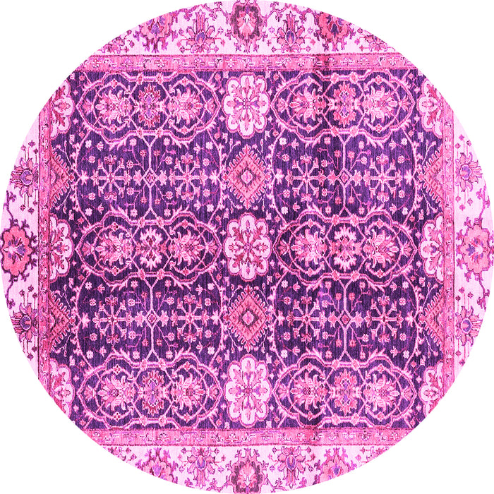 Round Abstract Pink Modern Rug, abs3373pnk