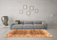 Machine Washable Abstract Orange Modern Rug, wshabs3373org