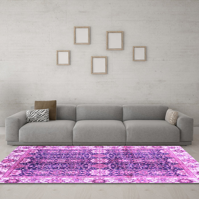 Machine Washable Abstract Purple Modern Area Rugs in a Living Room, wshabs3373pur