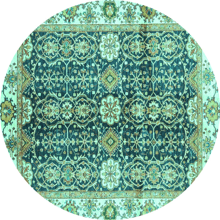 Round Abstract Turquoise Modern Rug, abs3373turq