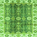 Square Machine Washable Abstract Green Modern Area Rugs, wshabs3373grn