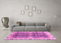 Machine Washable Abstract Pink Modern Rug, wshabs3373pnk