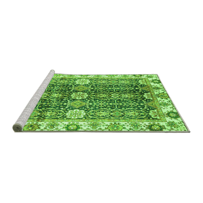 Sideview of Machine Washable Abstract Green Modern Area Rugs, wshabs3373grn