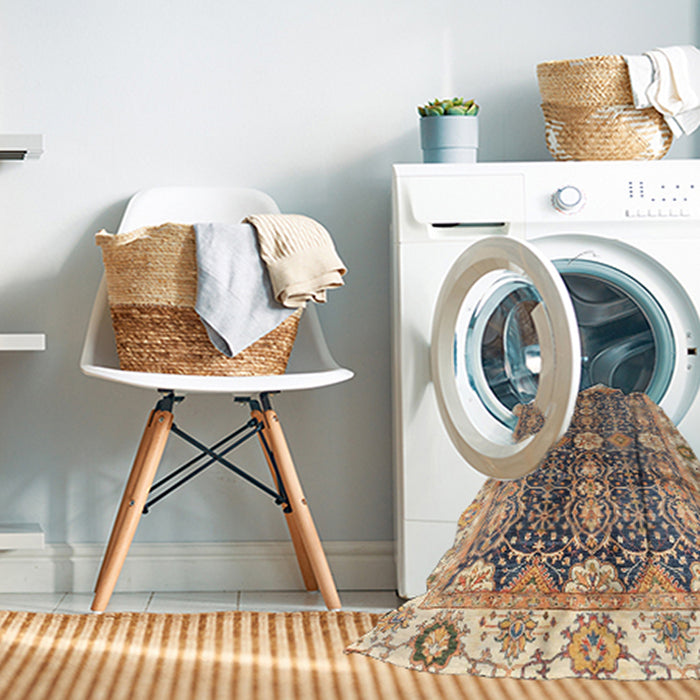 Machine Washable Abstract Yellow Rug in a Washing Machine, wshabs3373