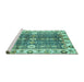 Sideview of Machine Washable Abstract Turquoise Modern Area Rugs, wshabs3373turq