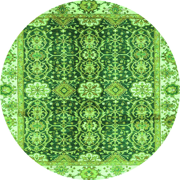 Round Machine Washable Abstract Green Modern Area Rugs, wshabs3373grn