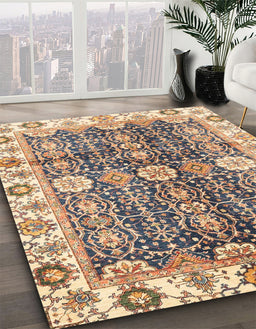 Machine Washable Abstract Yellow Rug in a Family Room, wshabs3373