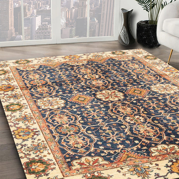 Abstract Yellow Modern Rug in Family Room, abs3373