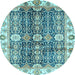 Round Machine Washable Abstract Light Blue Modern Rug, wshabs3373lblu