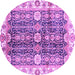 Round Machine Washable Abstract Purple Modern Area Rugs, wshabs3373pur