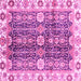 Square Machine Washable Abstract Pink Modern Rug, wshabs3373pnk