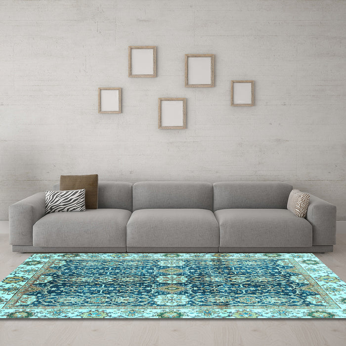 Machine Washable Abstract Light Blue Modern Rug in a Living Room, wshabs3373lblu