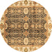 Round Machine Washable Abstract Brown Modern Rug, wshabs3373brn