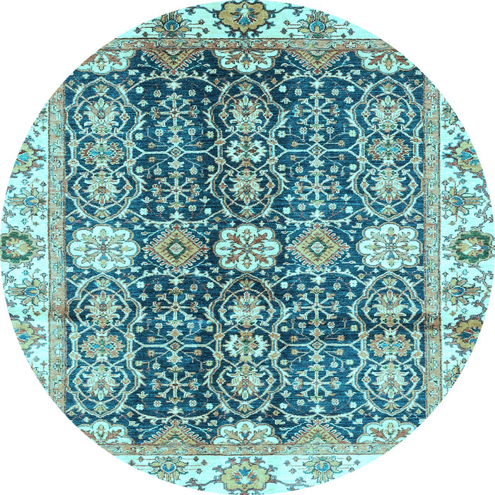 Round Abstract Light Blue Modern Rug, abs3373lblu