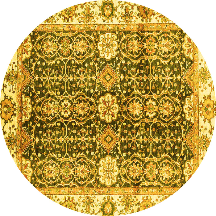 Round Abstract Yellow Modern Rug, abs3373yw