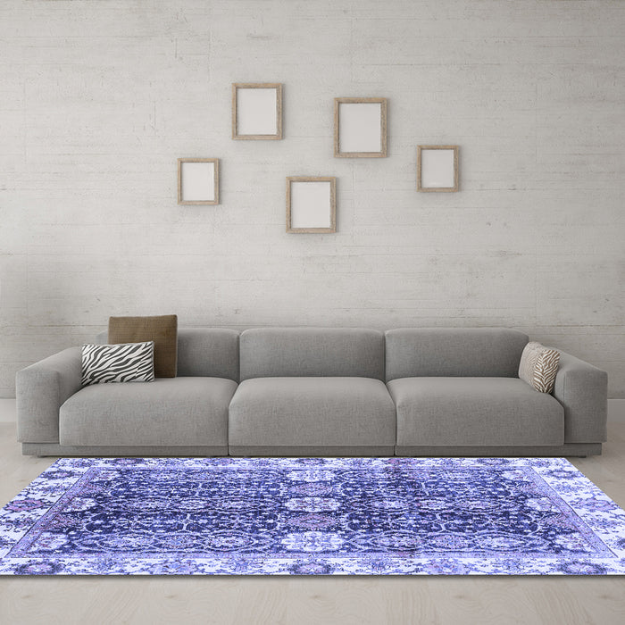 Machine Washable Abstract Blue Modern Rug in a Living Room, wshabs3373blu