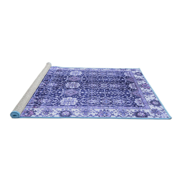 Sideview of Machine Washable Abstract Blue Modern Rug, wshabs3373blu