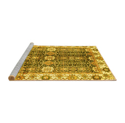 Sideview of Machine Washable Abstract Yellow Modern Rug, wshabs3373yw