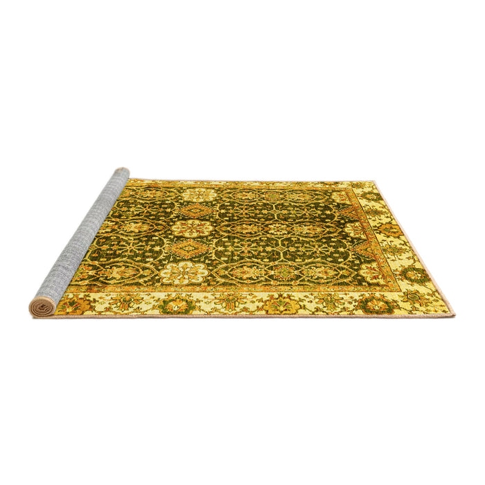 Sideview of Machine Washable Abstract Yellow Modern Rug, wshabs3373yw
