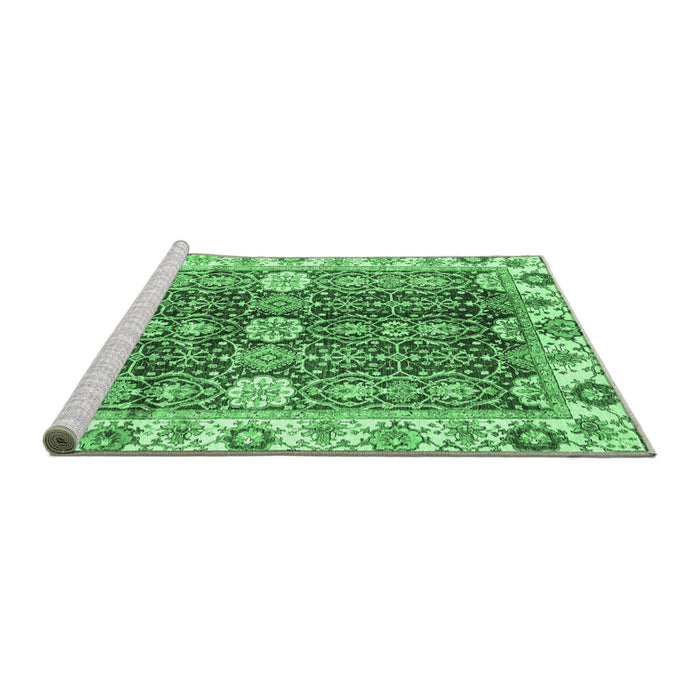 Sideview of Machine Washable Abstract Emerald Green Modern Area Rugs, wshabs3373emgrn
