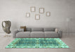 Machine Washable Abstract Turquoise Modern Area Rugs in a Living Room,, wshabs3373turq