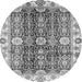 Round Machine Washable Abstract Gray Modern Rug, wshabs3373gry