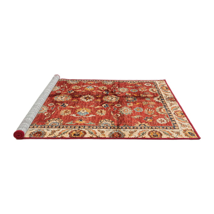 Sideview of Machine Washable Abstract Red Rug, wshabs3374