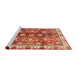 Sideview of Machine Washable Abstract Red Rug, wshabs3374