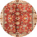 Round Machine Washable Abstract Red Rug, wshabs3374