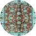 Round Machine Washable Abstract Light Blue Modern Rug, wshabs3374lblu