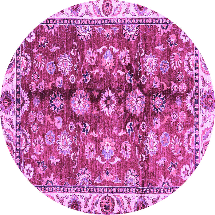 Round Machine Washable Abstract Purple Modern Area Rugs, wshabs3374pur