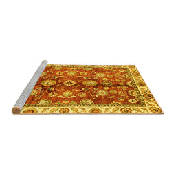 Sideview of Machine Washable Abstract Yellow Modern Rug, wshabs3374yw