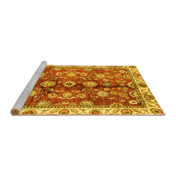 Sideview of Machine Washable Abstract Yellow Modern Rug, wshabs3374yw