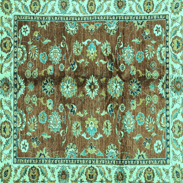 Square Machine Washable Abstract Turquoise Modern Area Rugs, wshabs3374turq