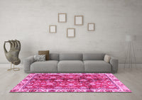 Machine Washable Abstract Pink Modern Rug, wshabs3374pnk