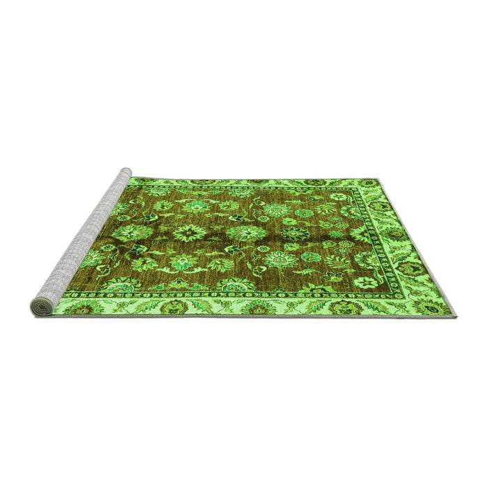 Sideview of Machine Washable Abstract Green Modern Area Rugs, wshabs3374grn