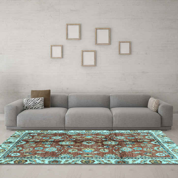 Machine Washable Abstract Light Blue Modern Rug in a Living Room, wshabs3374lblu