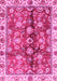 Machine Washable Abstract Pink Modern Rug, wshabs3374pnk