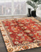 Abstract Red Modern Rug in Family Room, abs3374