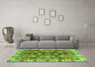 Machine Washable Abstract Green Modern Area Rugs in a Living Room,, wshabs3374grn