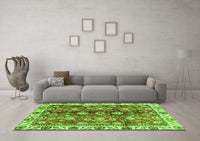 Machine Washable Abstract Green Modern Rug, wshabs3374grn