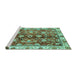 Sideview of Machine Washable Abstract Turquoise Modern Area Rugs, wshabs3374turq