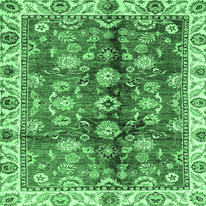 Square Abstract Emerald Green Modern Rug, abs3374emgrn