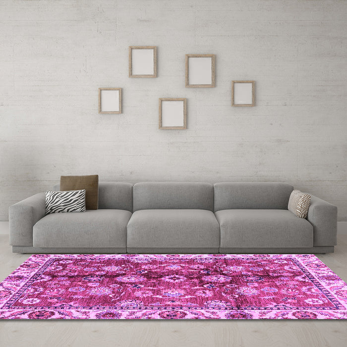 Machine Washable Abstract Purple Modern Area Rugs in a Living Room, wshabs3374pur