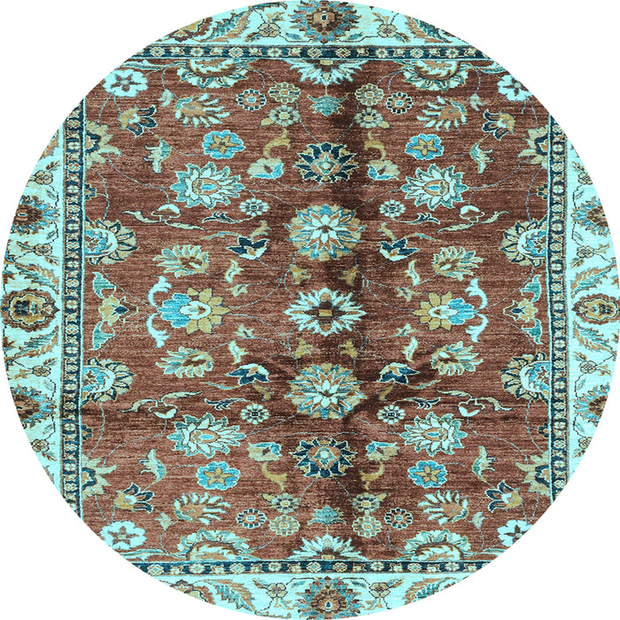 Round Abstract Light Blue Modern Rug, abs3374lblu