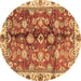 Round Abstract Brown Modern Rug, abs3374brn