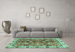 Machine Washable Abstract Turquoise Modern Area Rugs in a Living Room,, wshabs3374turq