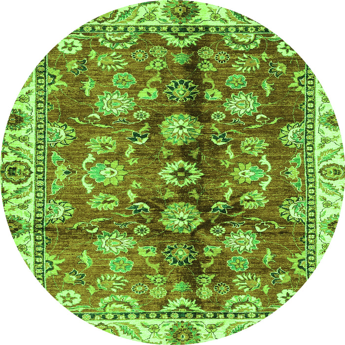 Round Abstract Green Modern Rug, abs3374grn