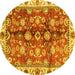 Round Abstract Yellow Modern Rug, abs3374yw